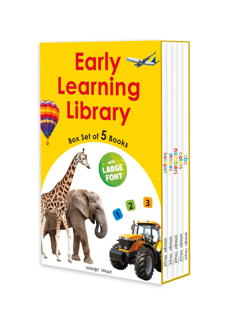 Early Learning Library Pack 1 : Box Set of 5 Books (Big Board Books Series, Large Font)  - Wonder House Books