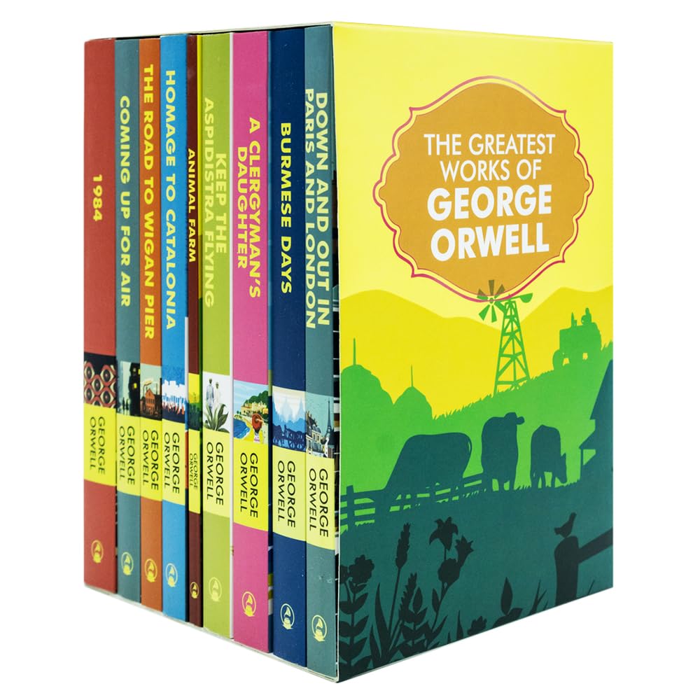 The Greatest Works of George Orwell 9 Books Set (Homage to Catalonia, Burmese Days, 1984, Animal Farm, The Road to Wigan Pier, Down and Out in Paris and London) - George Orwell